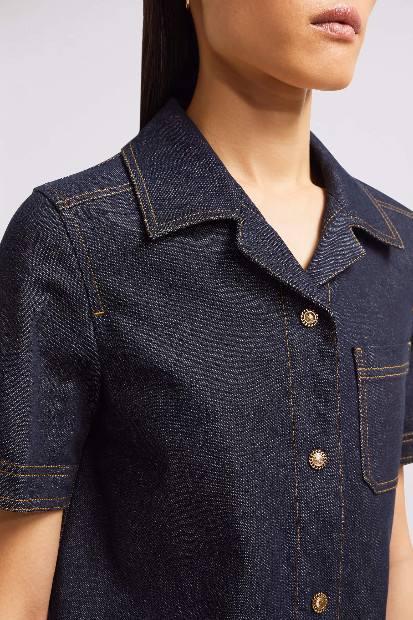 Minivestido camisero de tejido vaquero Mujer Azul Denim Moncler 6
